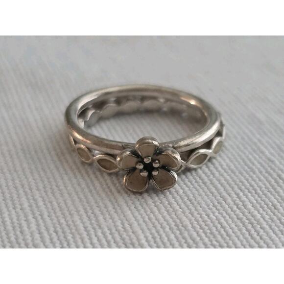 Authentic Pandora Rings & Earrings Cherry Blossom Ring Set Studs Sterling Silver - Picture 2 of 15